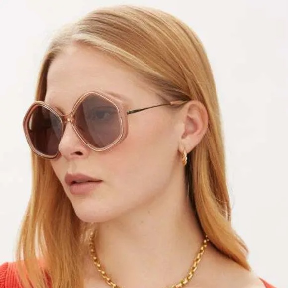 Chloe Accessories - Chloé Kheene Pink Gold Brown CH0061S 58mm Sunglasses